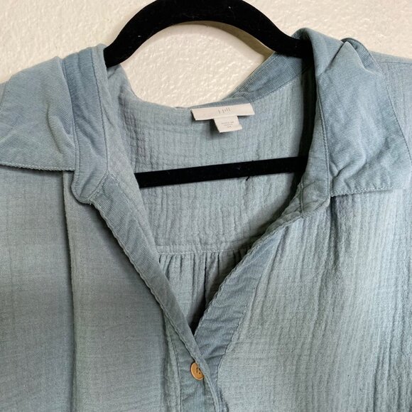 J. Jill Top Women's Textured Cotton Gauze Long Sleeves Coastal Blue Size 3X - Picture 6 of 11